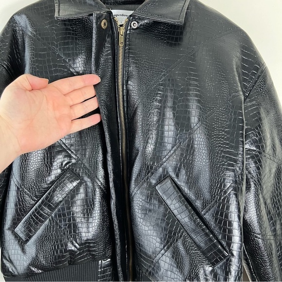 Revolve Superdown Black x bridget katrina oversized jacket SZ Large Faux Leather - Picture 10 of 15